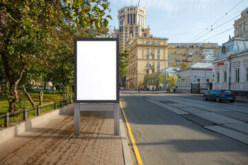 Advertising billboard stand mock up on the street.