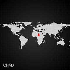 Fototapeta na wymiar Dotted world map with marked chad