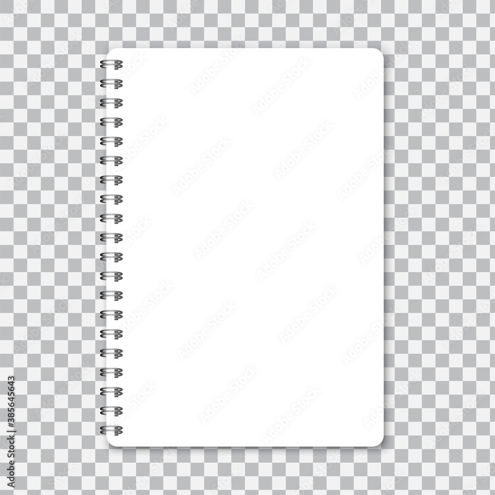 Poster notepad with wire. notebook with spiral. notepad a5 for notes. vector illustration. stock image.