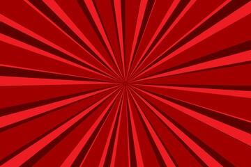 Red background. Sunny texture. Bright vintage beams. Comic style lines. Vector illustration. Stock image.