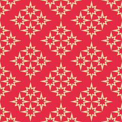 Naklejka na ściany i meble Seamless pattern with stars on a red background, vector graphics.