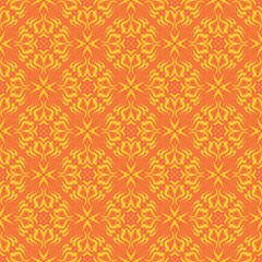 Orange background, decorative ornament, seamless wallpaper texture, vector graphic
