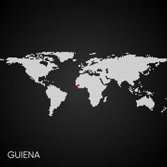 Dotted world map with marked guinea