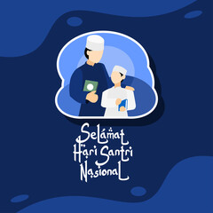 Translation: Happy Santri Day. Santri is the definition for someone who follows Islamic religious education at a pesantren (traditional Islamic school), vector illustration.