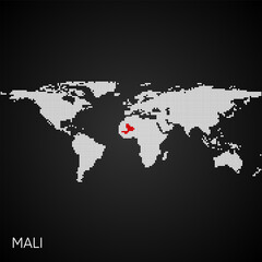 Dotted world map with marked mali