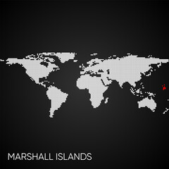Dotted world map with marked marshall islands