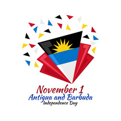 November 1, Independence day of Antigua and Barbuda independence vector illustration. Suitable for greeting card, poster and banner.