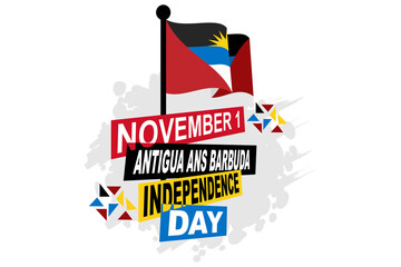 November 1, Independence day of Antigua and Barbuda independence vector illustration. Suitable for greeting card, poster and banner.