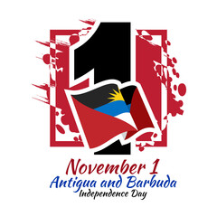 November 1, Independence day of Antigua and Barbuda independence vector illustration. Suitable for greeting card, poster and banner.