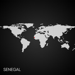 Dotted world map with marked senegal