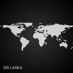 Dotted world map with marked sri lanka