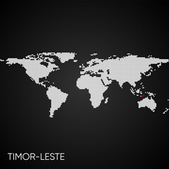 Fototapeta na wymiar Dotted world map with marked timor leste