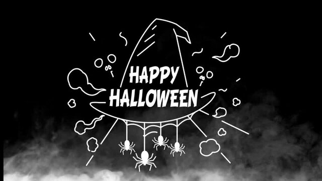 Happy Halloween text animation and illustrated 4k vedio