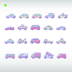 land vehicle icon set in flat color style
