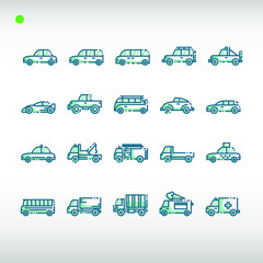 land vehicle icon set in two tone blue color style
