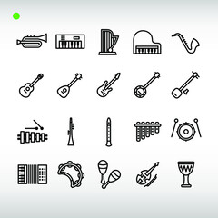 music instrument icon set in outline style
2