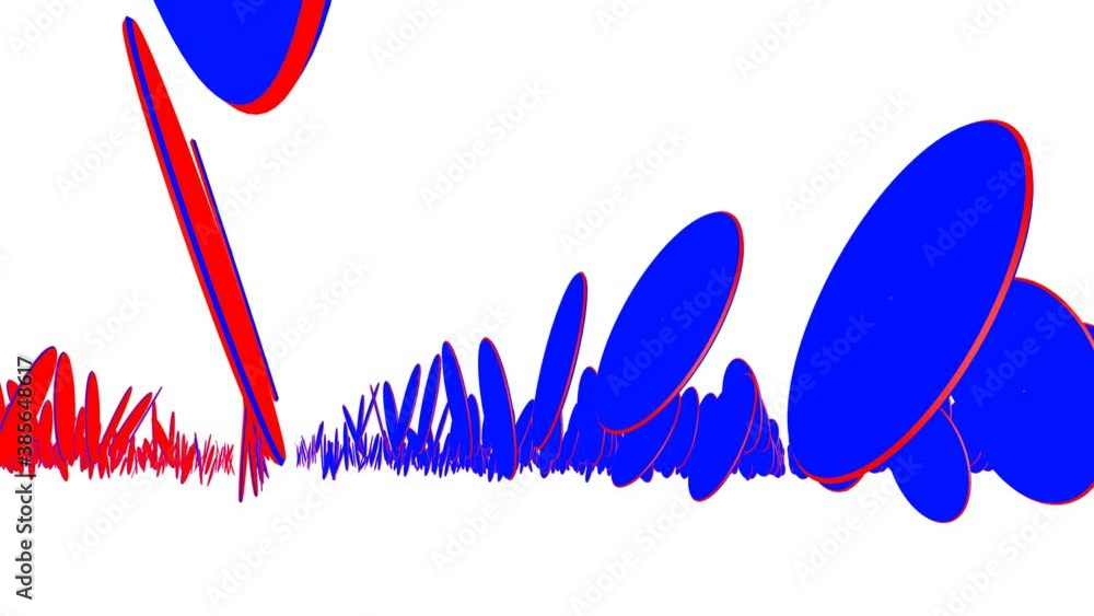 Aufkleber background of slowly moving red-blue flat discs. abstract animated loop background. 3d render