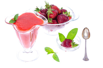 Sweet tasty fresh strawberry dessert. Studio Photo.