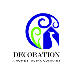 Peacock Home Staging Logo Vector 