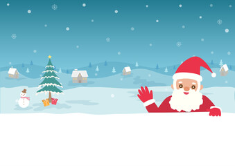 Christmas holiday background with santa claus and blank for copy space