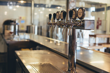 Industrial beer dispenser. Bar. restaurant. Beer brewery.
