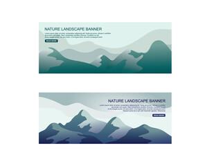 Banners with silhouettes of mountains illustration, Mountain Range Banner design
