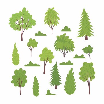 Set of Tree Element vectors illustration, simple and trendy with flat design