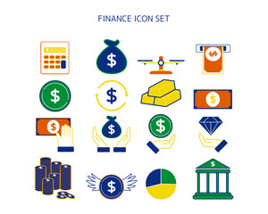 金融・銀行系のベクターイラストセット　お金のアイコン