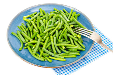 Vegetarian food. Bowl with green string beans.