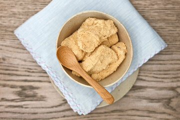 Korean traditional rice cake (Injeolmi) on white background