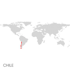 Fototapeta na wymiar Dotted world map with marked chile