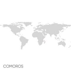 Fototapeta na wymiar Dotted world map with marked comoros