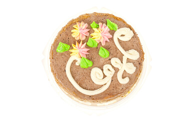 Delicious homemade cream cake isolated. Studio Photo