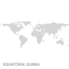 Dotted world map with marked Equatorial Guinea