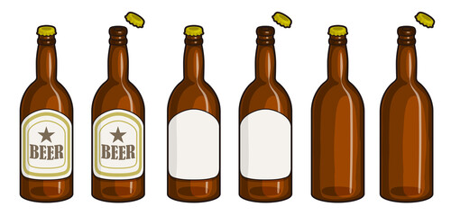 主線ありのビール瓶イラスト