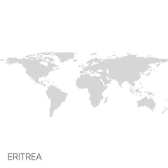 Dotted world map with marked eritrea