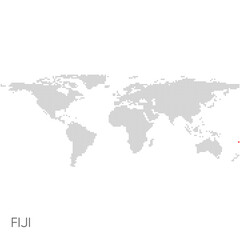 Fototapeta na wymiar Dotted world map with marked fiji