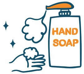 ハンドソープを使うイラスト Illustration using hand soap