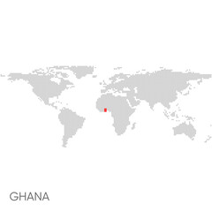 Fototapeta na wymiar Dotted world map with marked ghana