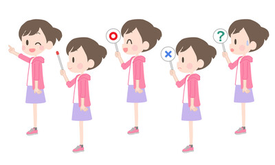 ポインターなどを持つ女の子