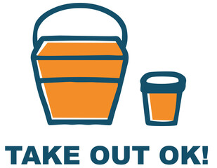 テイクアウトOKのシンプルイラストTakeaway meal simple icon