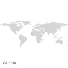 Dotted world map with marked guinea