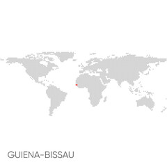 Dotted world map with marked Guinea-Bissau