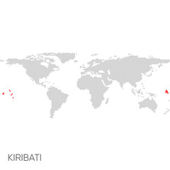 Fototapeta na wymiar Dotted world map with marked kiribati