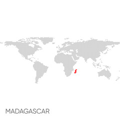 Dotted world map with marked madagascar