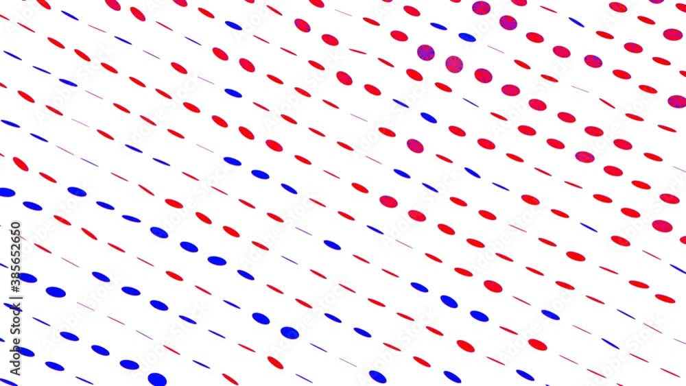 Poster background of slowly moving red-blue flat discs. abstract animated loop background. 3d render