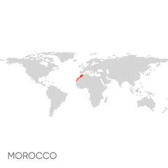 Dotted world map with marked morocco