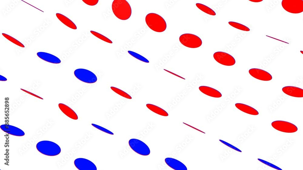 Aufkleber background of slowly moving red-blue flat discs. abstract animated loop background. 3d render