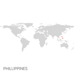 Dotted world map with marked philippines
