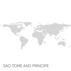 Dotted world map with marked Sao Tome and Principe